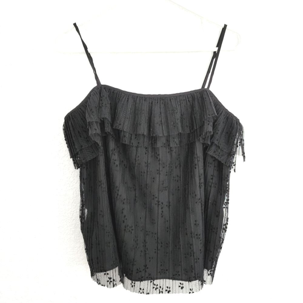 JCREW Black lace layers tank top dressy size M